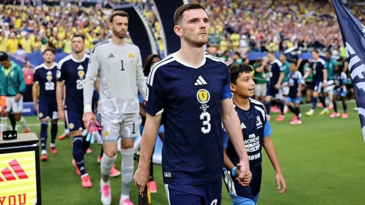 What happened to Andy Robertson during Scotland vs Brazil?