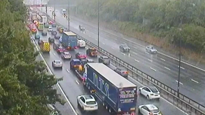 Overturned car on M25 causes major traffic on Tube strike day
