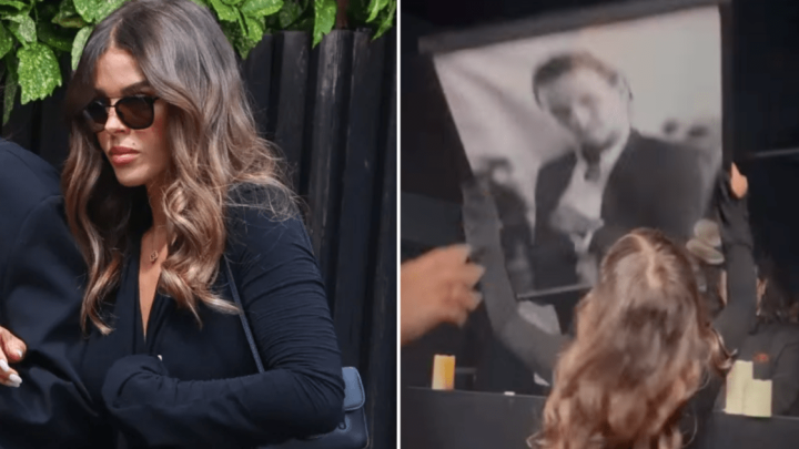 Chloe Lewis kisses Jake Hall portrait after funeral: ‘I’ll love you forever’