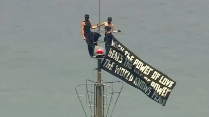 Daredevil couple arrested after 1,400ft high proposal on top of Empire State Building