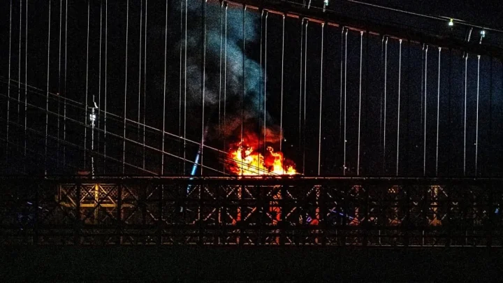 New York landmark catches fire during Fourth of July fireworks display