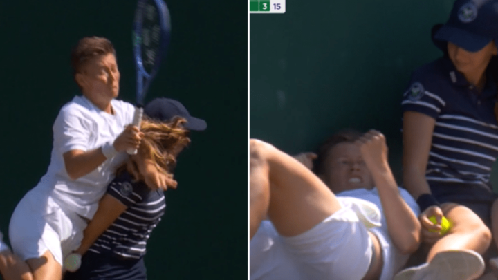 Wimbledon star requires medical attention after colliding with ball girl